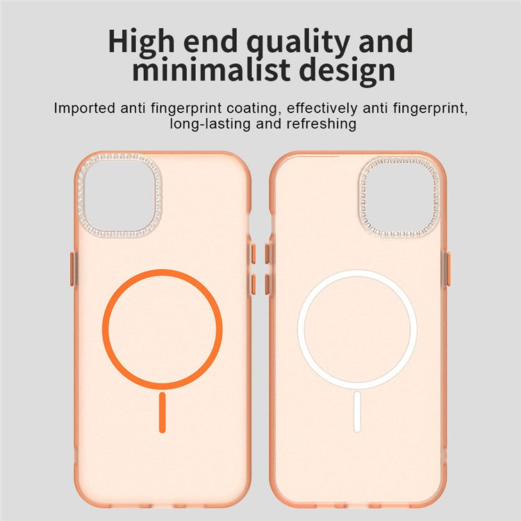For iPhone 14 / 13 Case Compatible with MagSafe TPU + PC + PET Phone Cover Rhinestone Decor Lens Frame - TechGearPal