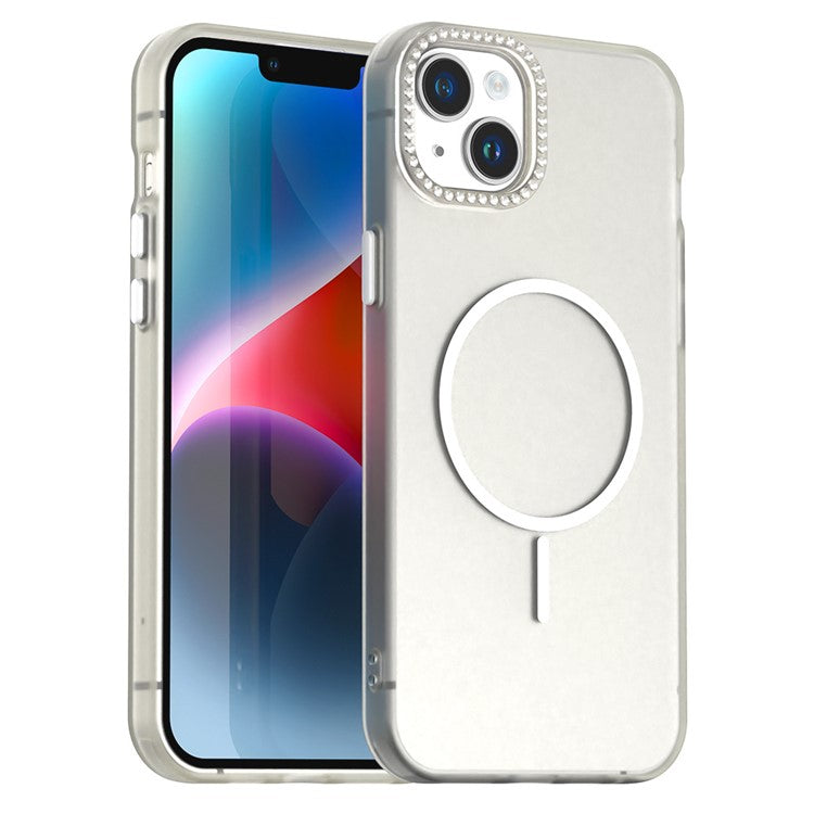 For iPhone 14 / 13 Case Compatible with MagSafe TPU + PC + PET Phone Cover Rhinestone Decor Lens Frame - TechGearPal