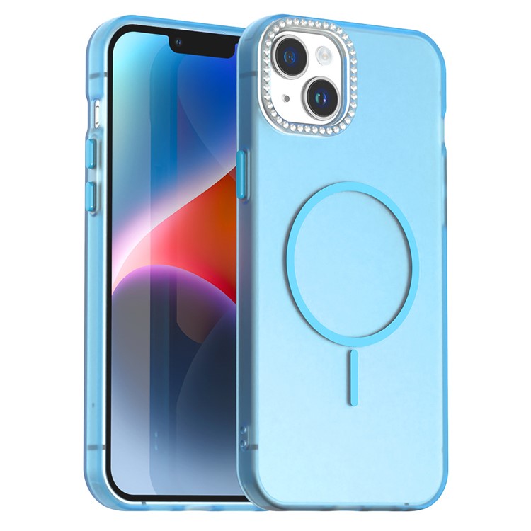 For iPhone 14 / 13 Case Compatible with MagSafe TPU + PC + PET Phone Cover Rhinestone Decor Lens Frame - TechGearPal