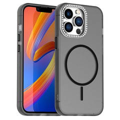 For iPhone 13 Pro Case Compatible with MagSafe TPU + PC + PET Phone Cover Rhinestone Decor Lens Frame - TechGearPal