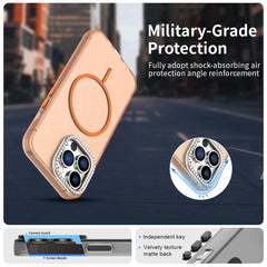 For iPhone 13 Pro Max Case Compatible with MagSafe TPU + PC + PET Phone Cover Rhinestone Decor Lens Frame - TechGearPal