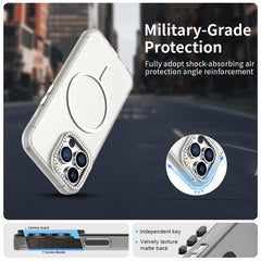 For iPhone 13 Pro Max Case Compatible with MagSafe TPU + PC + PET Phone Cover Rhinestone Decor Lens Frame - TechGearPal
