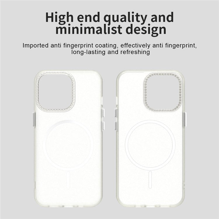 For iPhone 13 Pro Max Case Compatible with MagSafe TPU + PC + PET Phone Cover Rhinestone Decor Lens Frame - TechGearPal