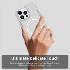 For iPhone 13 Pro Max Case Compatible with MagSafe TPU + PC + PET Phone Cover Rhinestone Decor Lens Frame - TechGearPal