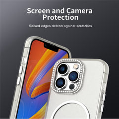 For iPhone 13 Pro Max Case Compatible with MagSafe TPU + PC + PET Phone Cover Rhinestone Decor Lens Frame - TechGearPal