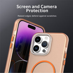 For iPhone 14 Pro Max Case Compatible with MagSafe TPU + PC + PET Phone Cover Rhinestone Decor Lens Frame - TechGearPal