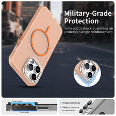 For iPhone 14 Pro Max Case Compatible with MagSafe TPU + PC + PET Phone Cover Rhinestone Decor Lens Frame - TechGearPal