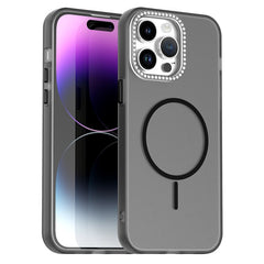 For iPhone 14 Pro Max Case Compatible with MagSafe TPU + PC + PET Phone Cover Rhinestone Decor Lens Frame - TechGearPal