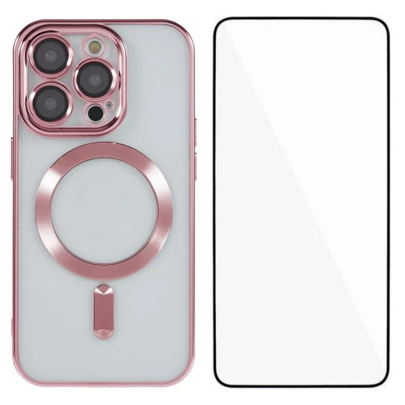 For iPhone 15 Pro Max Magnetic Case WANLONFENG Full Protection Electroplated TPU Cover with Tempered Glass - TechGearPal