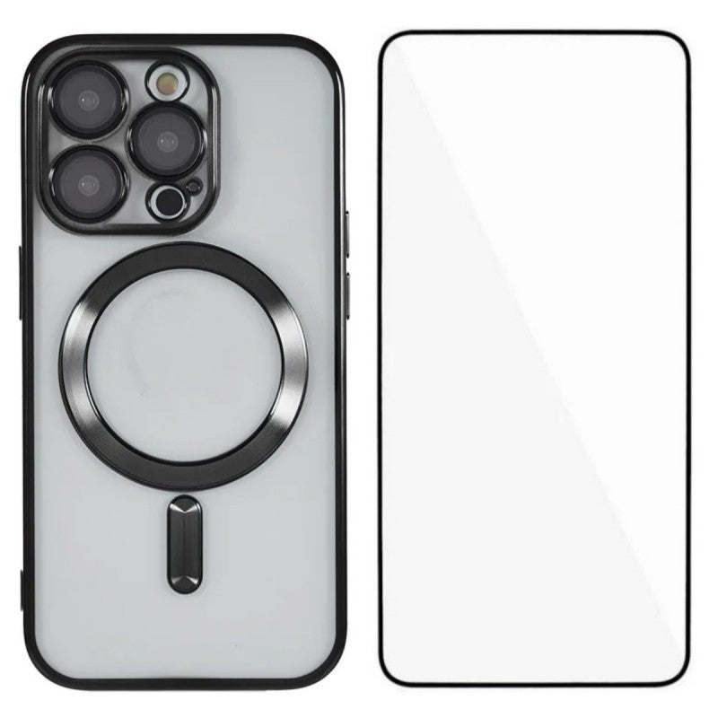 For iPhone 15 Pro Max Magnetic Case WANLONFENG Full Protection Electroplated TPU Cover with Tempered Glass - TechGearPal