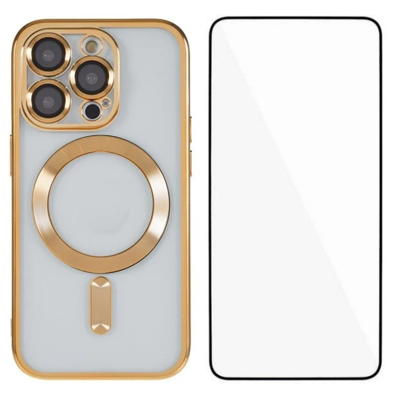 For iPhone 15 Pro Max Magnetic Case WANLONFENG Full Protection Electroplated TPU Cover with Tempered Glass - TechGearPal