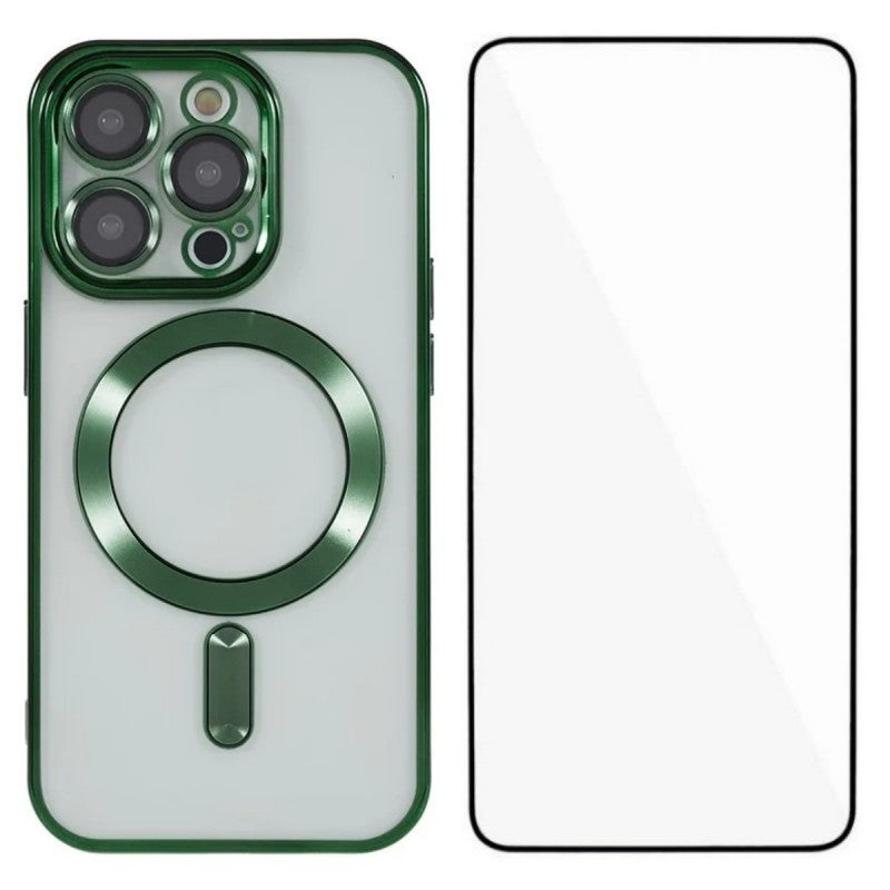 For iPhone 15 Pro Max Magnetic Case WANLONFENG Full Protection Electroplated TPU Cover with Tempered Glass - TechGearPal