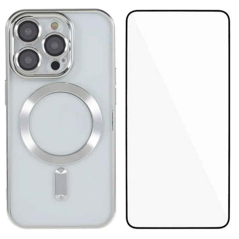 For iPhone 15 Pro Max Magnetic Case WANLONFENG Full Protection Electroplated TPU Cover with Tempered Glass - TechGearPal