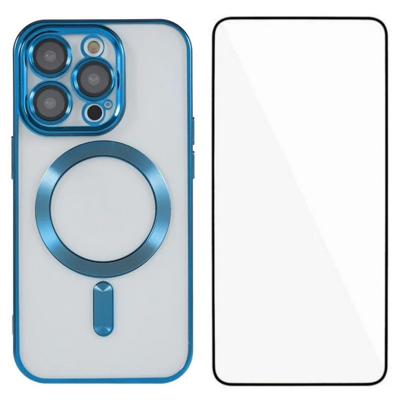 For iPhone 13 Pro Max 6.7 inch Magnetic Case WANLONFENG Full Protection Electroplated TPU Cover with Tempered Glass - TechGearPal