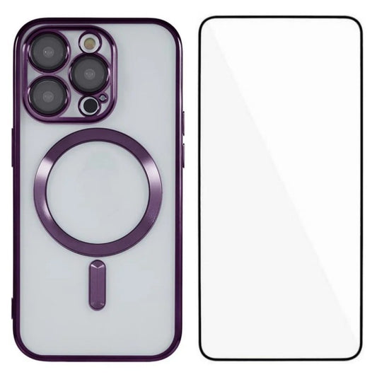 For iPhone 13 Pro 6.1 inch Magnetic Case WANLONFENG Full Protection Electroplated TPU Cover with Tempered Glass - TechGearPal