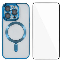 For iPhone 13 Pro 6.1 inch Magnetic Case WANLONFENG Full Protection Electroplated TPU Cover with Tempered Glass - TechGearPal