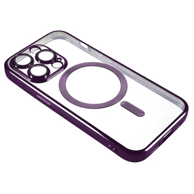 For iPhone 14 Pro Magnetic Case WANLONFENG Electroplated TPU Cover with Lens Film + 2Pcs Tempered Glass - TechGearPal