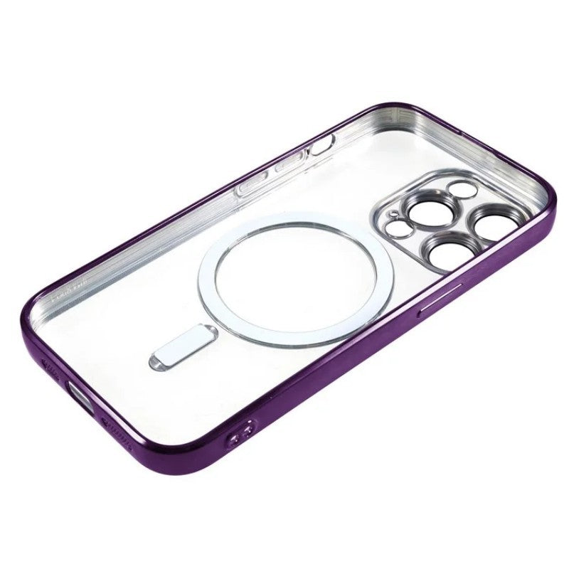 For iPhone 14 Pro Magnetic Case WANLONFENG Electroplated TPU Cover with Lens Film + 2Pcs Tempered Glass - TechGearPal
