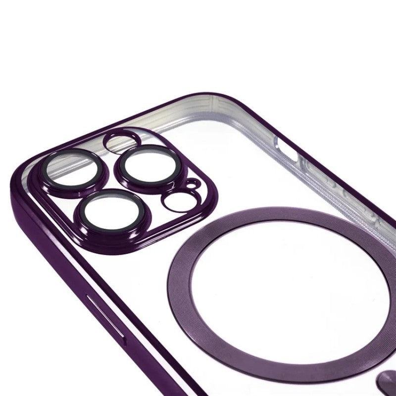 For iPhone 14 Pro Magnetic Case WANLONFENG Electroplated TPU Cover with Lens Film + 2Pcs Tempered Glass - TechGearPal