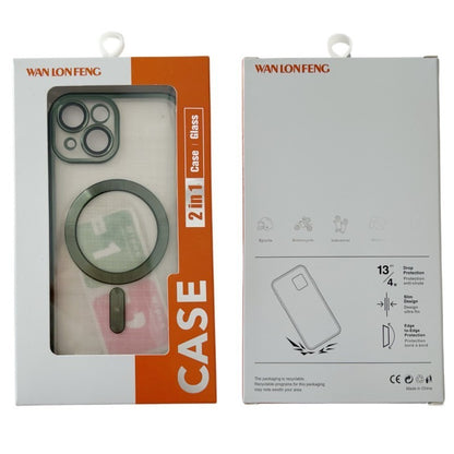 For iPhone 14 Pro Magnetic Case WANLONFENG Electroplated TPU Cover with Lens Film + 2Pcs Tempered Glass - TechGearPal