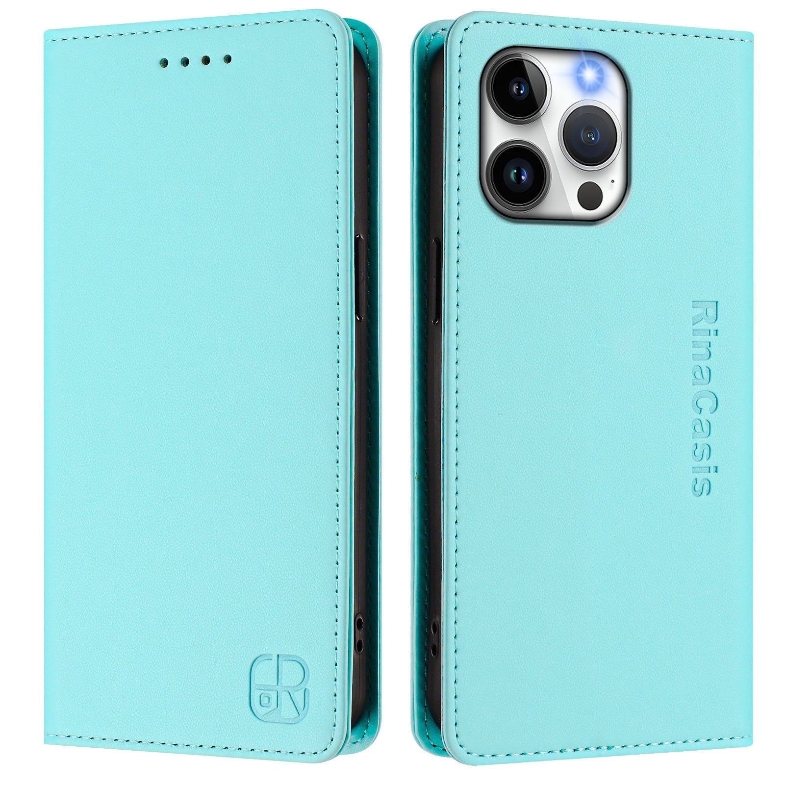 For iPhone 15 Pro Max Leather Case RINACASIS RC01 Phone Cover with RFID Blocking Wallet Stand - TechGearPal
