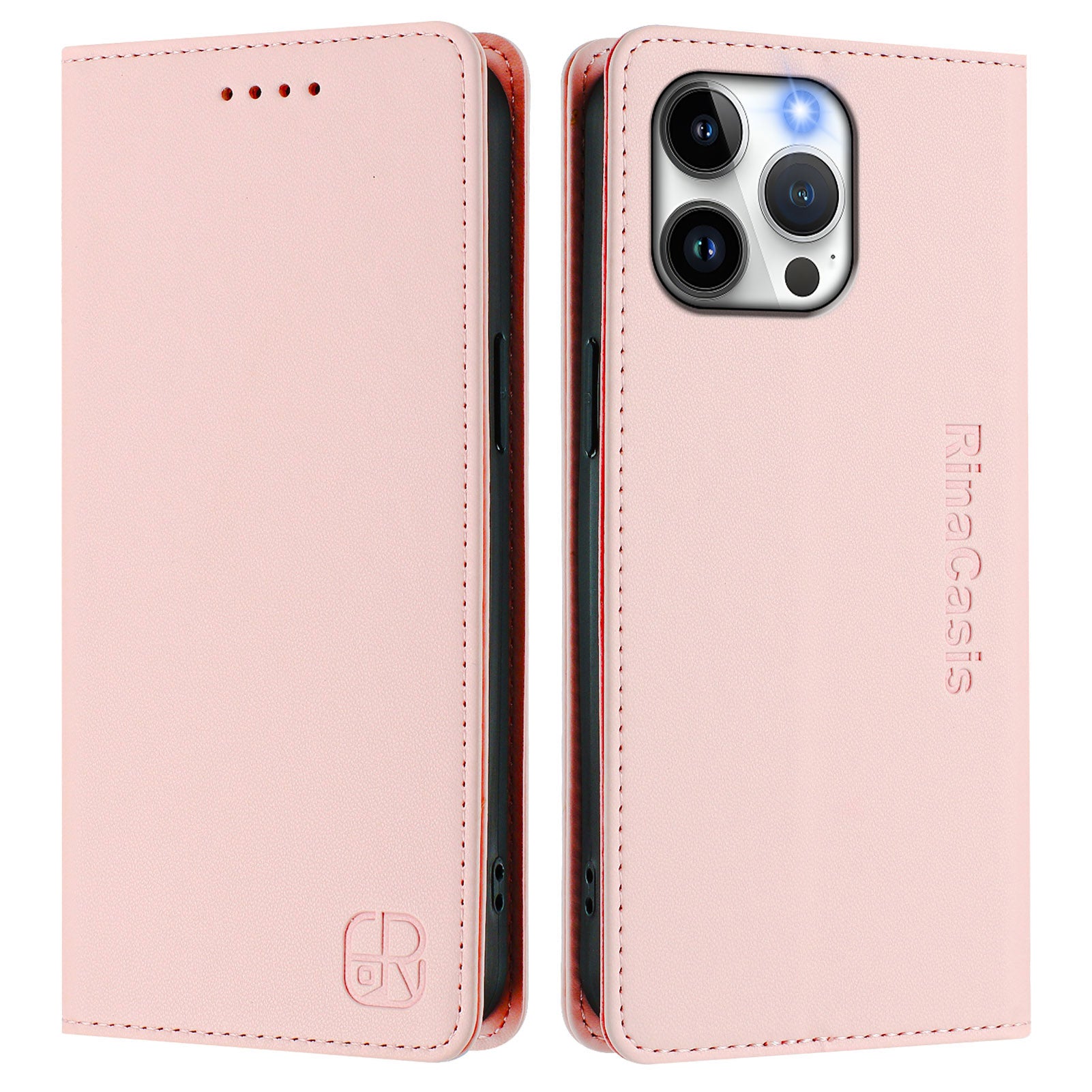 For iPhone 15 Pro Max Leather Case RINACASIS RC01 Phone Cover with RFID Blocking Wallet Stand - TechGearPal