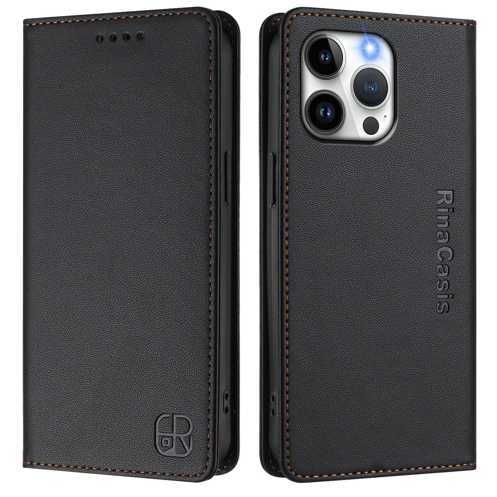 For iPhone 15 Pro Max Leather Case RINACASIS RC01 Phone Cover with RFID Blocking Wallet Stand - TechGearPal