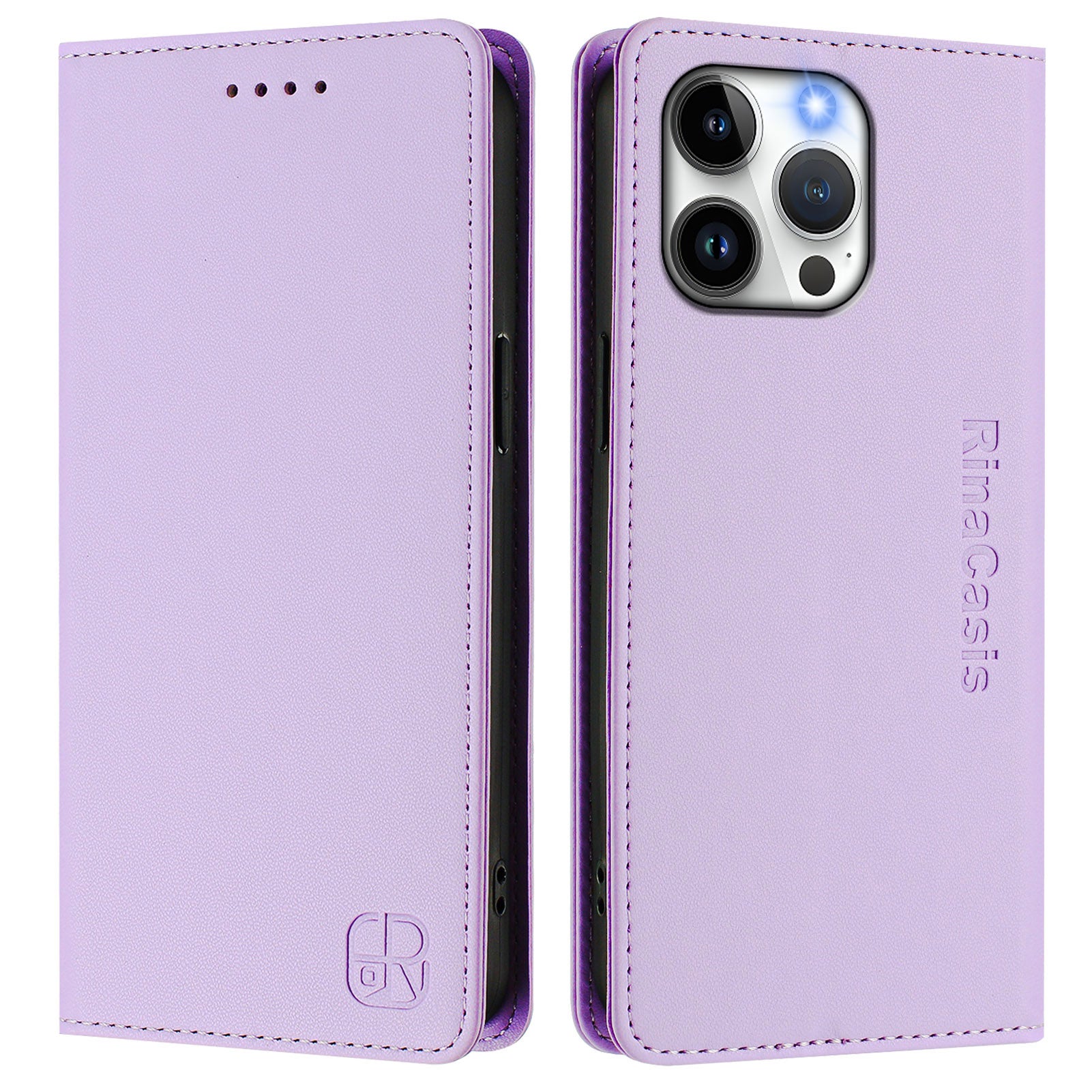 For iPhone 15 Pro Max Leather Case RINACASIS RC01 Phone Cover with RFID Blocking Wallet Stand - TechGearPal