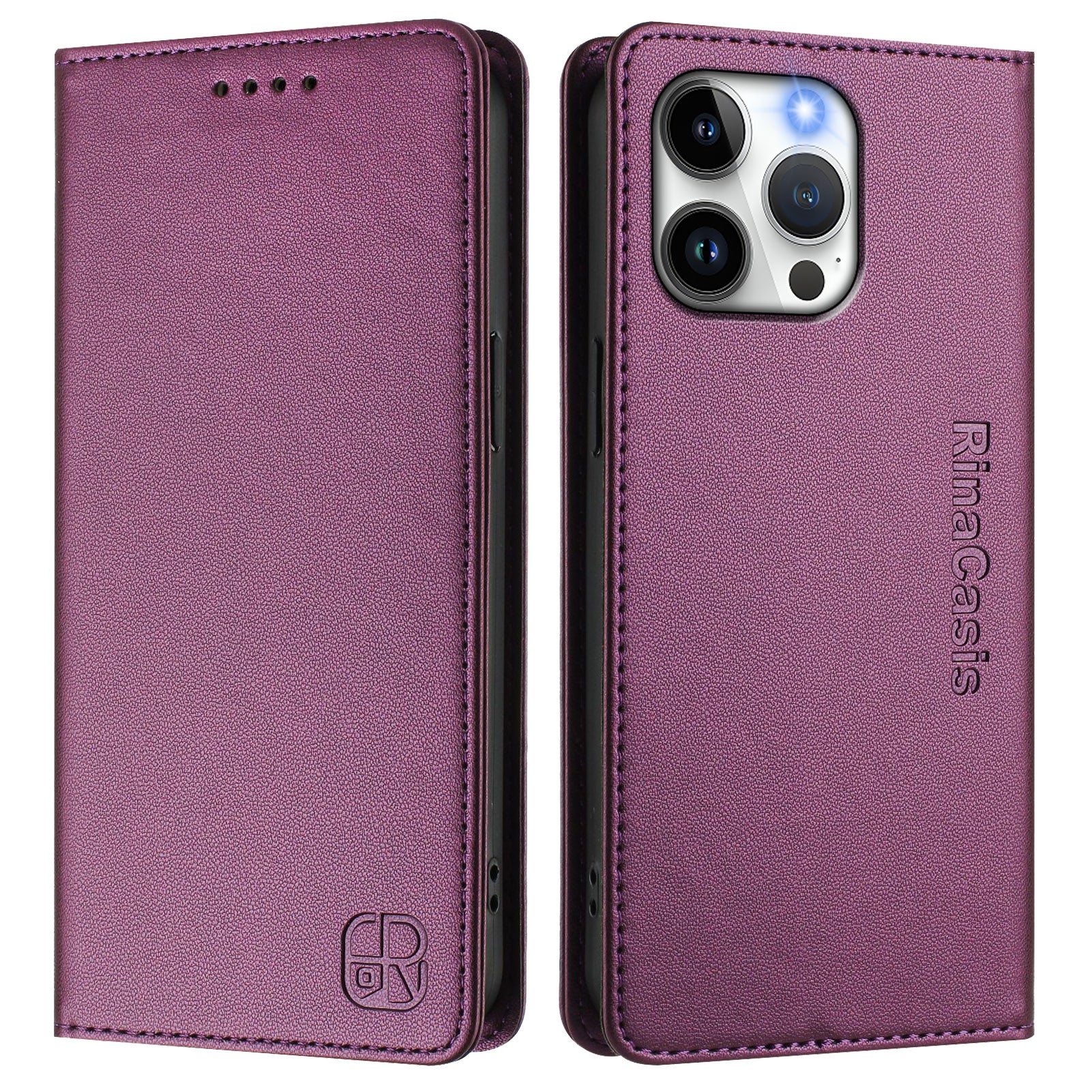 For iPhone 15 Pro Max Leather Case RINACASIS RC01 Phone Cover with RFID Blocking Wallet Stand - TechGearPal