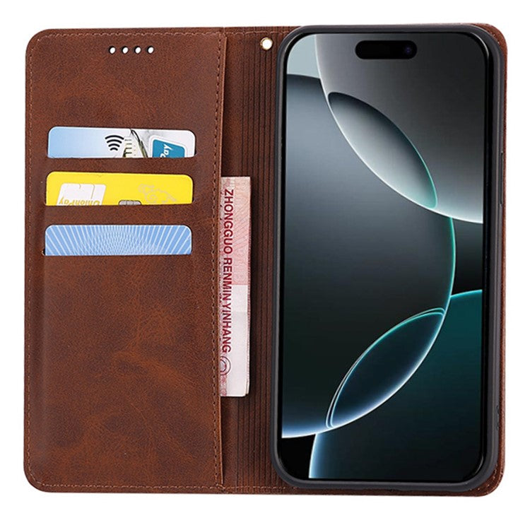 For iPhone 14 Pro Case Wallet Calf Texture Leather Phone Cover with Hidden Magnetic Closure - TechGearPal