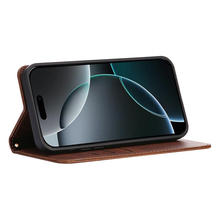 For iPhone 14 Pro Case Wallet Calf Texture Leather Phone Cover with Hidden Magnetic Closure - TechGearPal