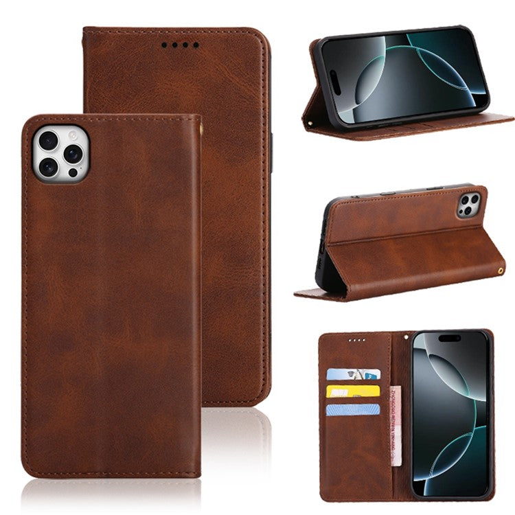 For iPhone 14 Pro Case Wallet Calf Texture Leather Phone Cover with Hidden Magnetic Closure - TechGearPal