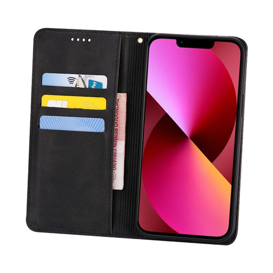 For iPhone 13 Case Wallet Calf Texture Leather Phone Cover with Hidden Magnetic Closure - TechGearPal