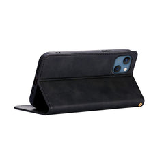 For iPhone 13 Case Wallet Calf Texture Leather Phone Cover with Hidden Magnetic Closure - TechGearPal