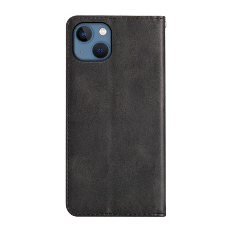 For iPhone 13 Case Wallet Calf Texture Leather Phone Cover with Hidden Magnetic Closure - TechGearPal