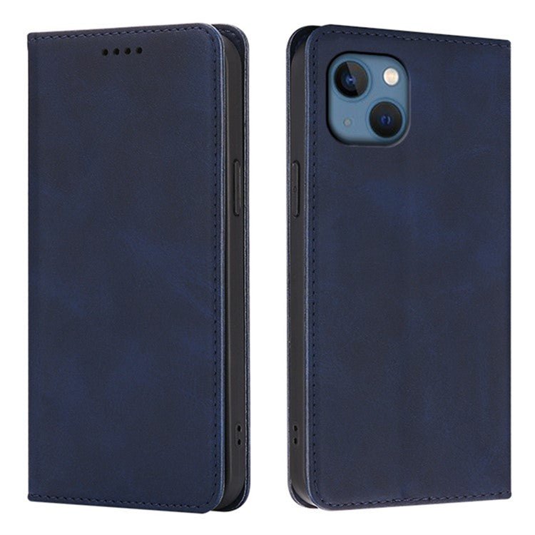 For iPhone 13 Case Wallet Calf Texture Leather Phone Cover with Hidden Magnetic Closure - TechGearPal
