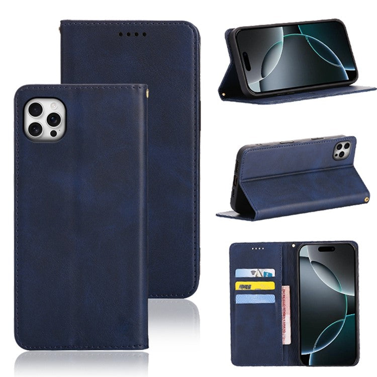 For iPhone 13 Pro Max Case Wallet Calf Texture Leather Phone Cover with Hidden Magnetic Closure - TechGearPal