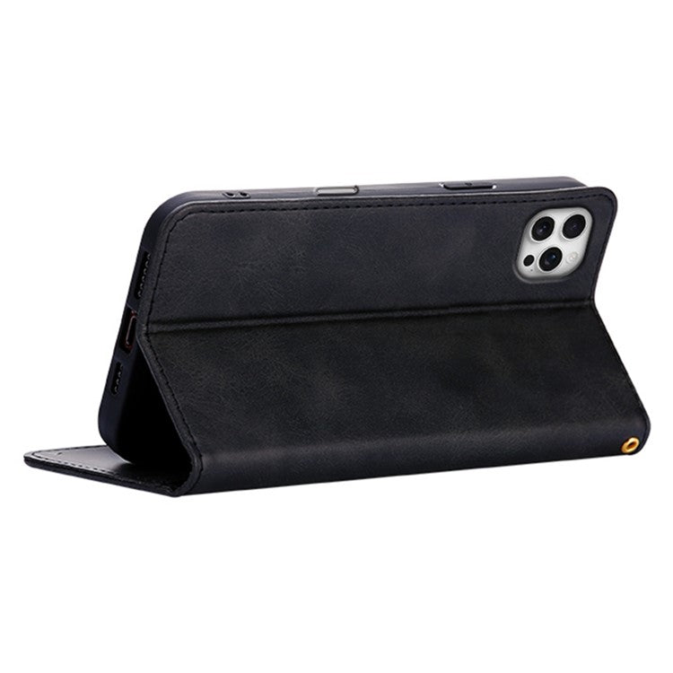 For iPhone 13 Pro Case Wallet Calf Texture Leather Phone Cover with Hidden Magnetic Closure - TechGearPal