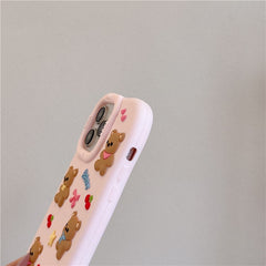 For iPhone 16 Pro Max Silicone Case Shockproof Anti Slip Cute Five Bears Design Phone Back Cover - TechGearPal