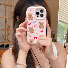 For iPhone 16 Pro Max Silicone Case Shockproof Anti Slip Cute Five Bears Design Phone Back Cover - TechGearPal