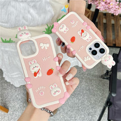 For iPhone 16 Pro Max Silicone Case Cute 3D Cartoon Carrot Rabbit Design Shockproof Phone Back Cover - TechGearPal