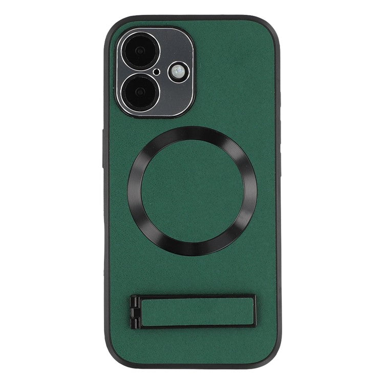 For iPhone 16 Kickstand Case Compatible with MagSafe PC + TPU + PU Phone Back Cover - TechGearPal