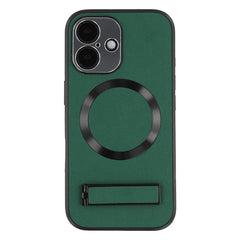 For iPhone 16 Kickstand Case Compatible with MagSafe PC + TPU + PU Phone Back Cover - TechGearPal