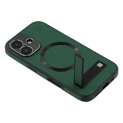 For iPhone 16 Kickstand Case Compatible with MagSafe PC + TPU + PU Phone Back Cover - TechGearPal