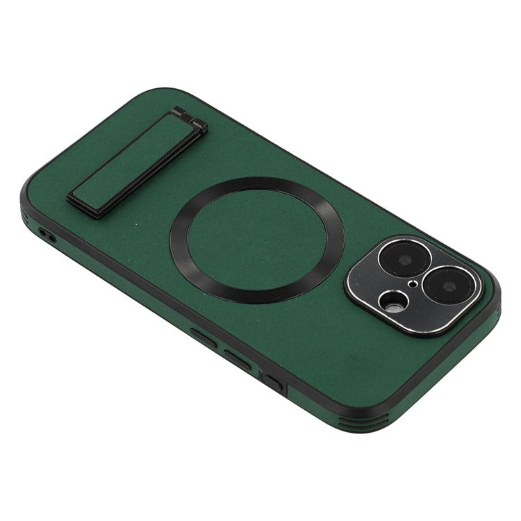 For iPhone 16 Kickstand Case Compatible with MagSafe PC + TPU + PU Phone Back Cover - TechGearPal