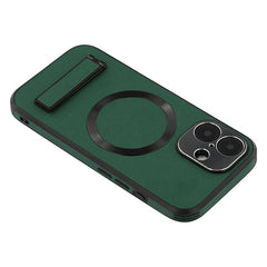 For iPhone 16 Kickstand Case Compatible with MagSafe PC + TPU + PU Phone Back Cover - TechGearPal