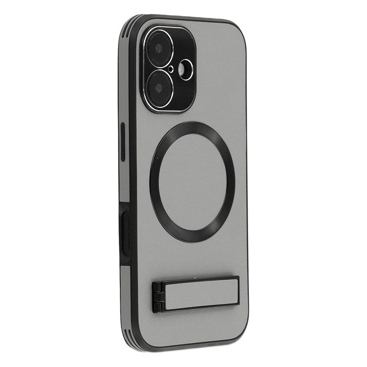 For iPhone 16 Kickstand Case Compatible with MagSafe PC + TPU + PU Phone Back Cover - TechGearPal