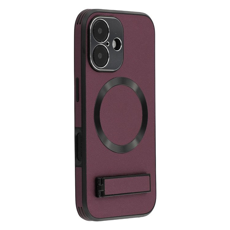For iPhone 16 Kickstand Case Compatible with MagSafe PC + TPU + PU Phone Back Cover - TechGearPal