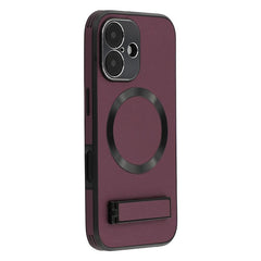 For iPhone 16 Kickstand Case Compatible with MagSafe PC + TPU + PU Phone Back Cover - TechGearPal