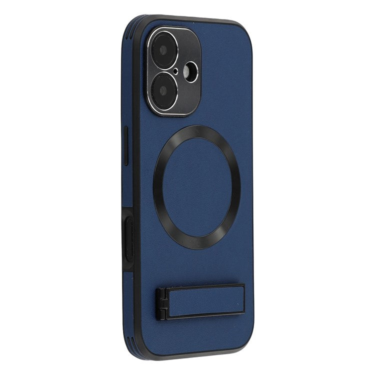For iPhone 16 Kickstand Case Compatible with MagSafe PC + TPU + PU Phone Back Cover - TechGearPal